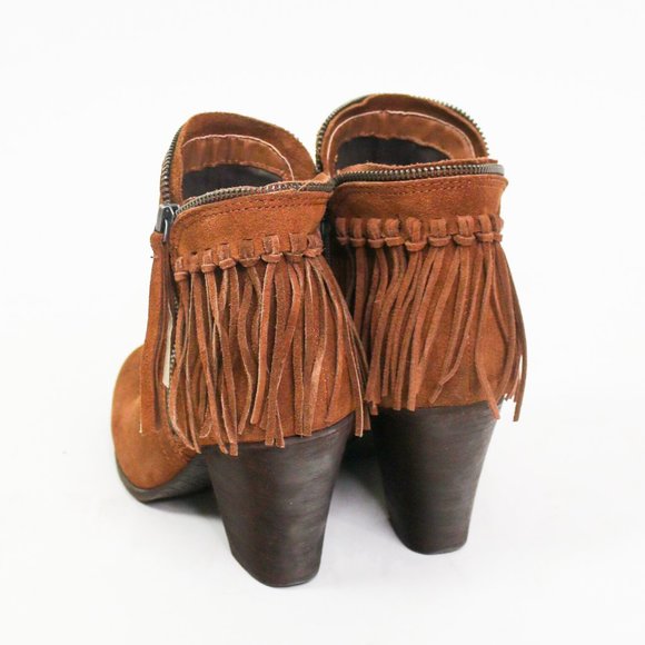 Dolce Vita Size 8.5 Hiro Fringe Suede Bootie Boots Shoes Boho Western Festival - Picture 5 of 7